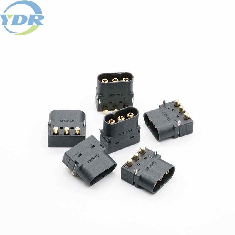 MR60PW-M কালো সোজা 180 ডিগ্রি ব্যাটারি সংযোগকারী 3Pin PCB পিন হেডার